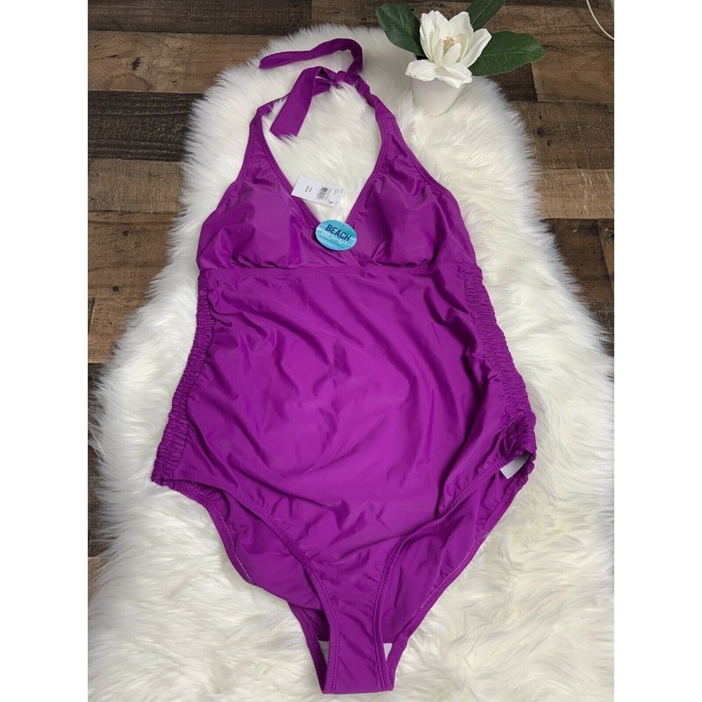 Motherhood Maternity Woman’s Purple 1PIECE SWIM L